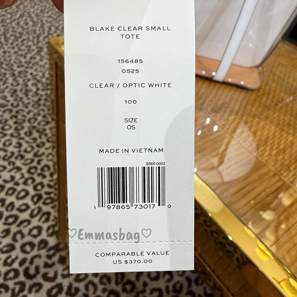 Authentic ‼️Tory Burch Blake Clear Small Tote 156485 $370 Clear / Optic White - Picture 12 of 12